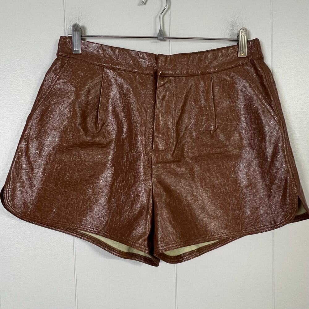 Entro Faux Leather Shorts Women’s Large Brown High Rise